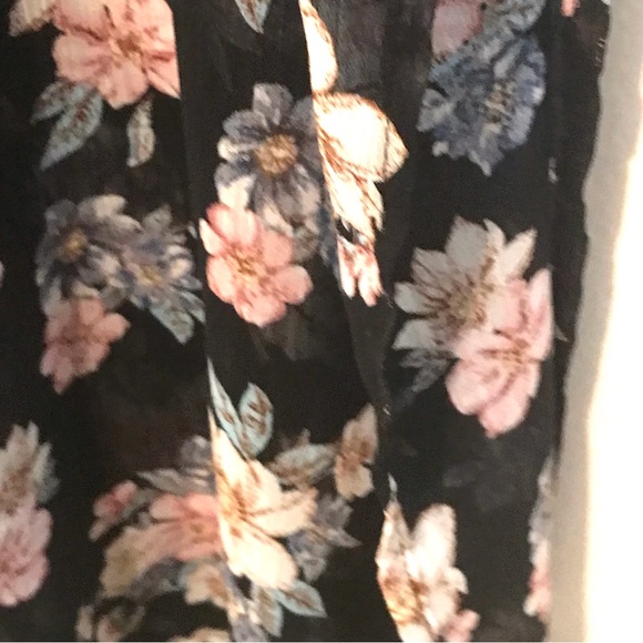 Band of Gypsies Floral Kimono Duster Black Pink Flare Split Bell Sleeves… - Picture 11 of 12